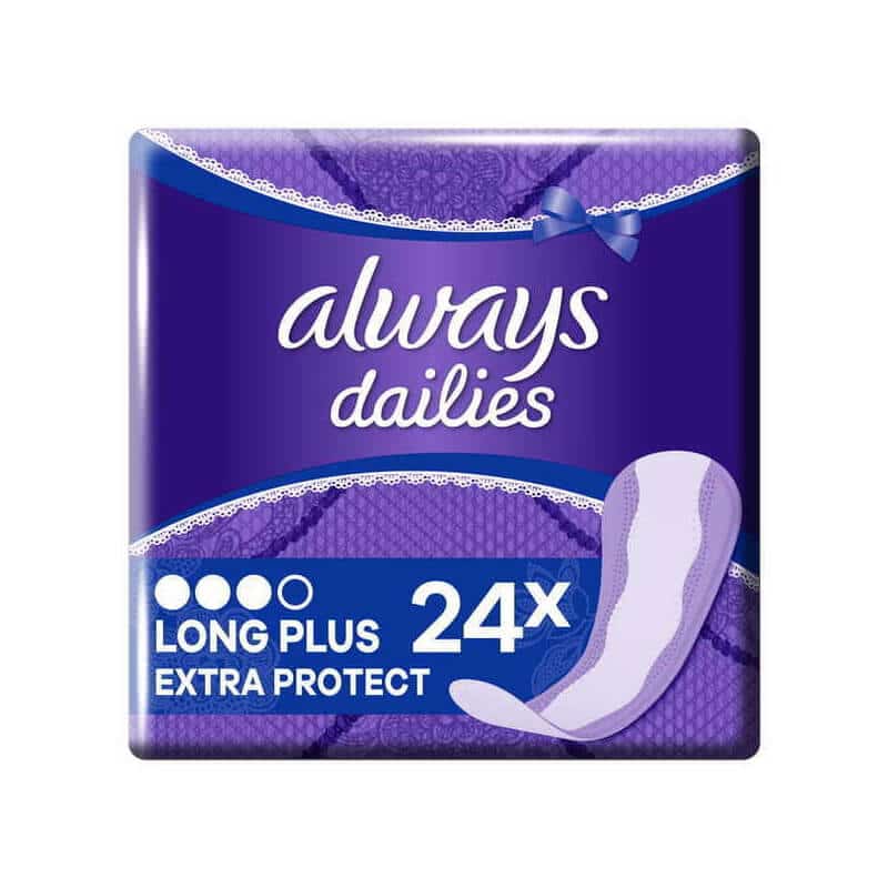 Always Dailies Extra Protect Long Plus 24 Pack | Odour Control