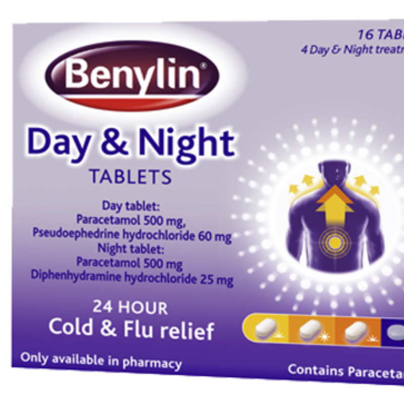 Benylin Day & Night Tablets – Cold & Flu Relief | 16pk