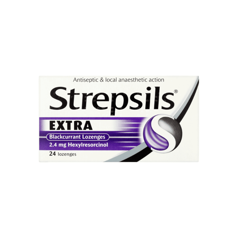Strepsils Extra Blackcurrant Lozenges 24Pk – Pain Relief & Antiseptic For Sore Throats