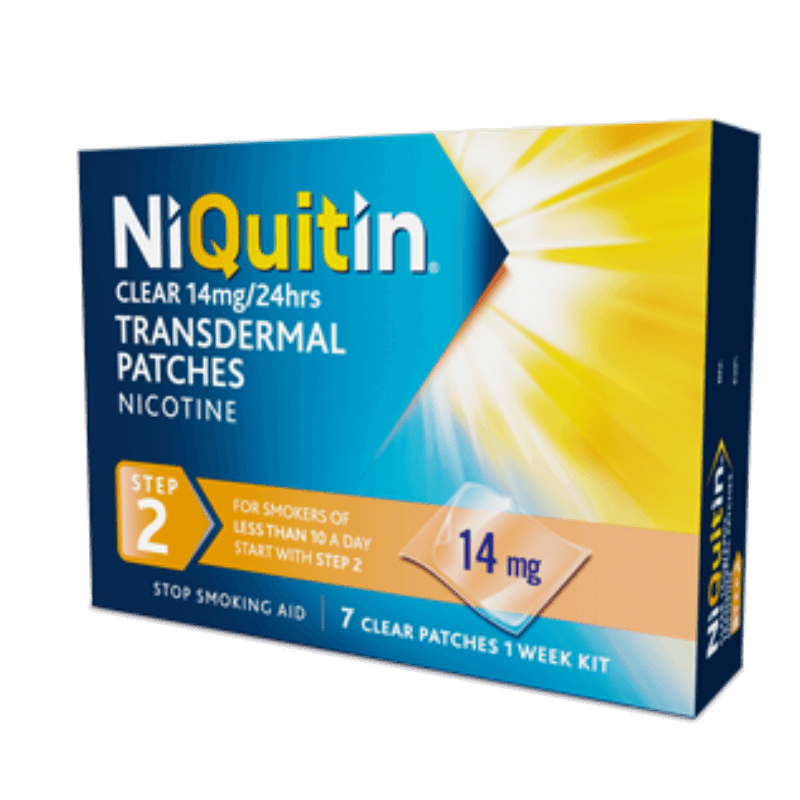 NiQuitin CLEAR 14mg Patches – Step 2 Nicotine Replacement Therapy (NRT)