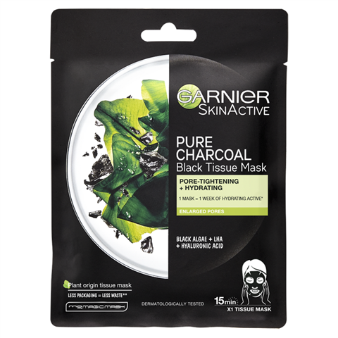 Garnier Charcoal And Algae Purifying And Hydrating Face Sheet Mask For Enlarged Pores 28g