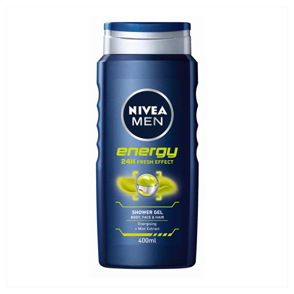Nivea Men Energy Shower Gel 400ml – Invigorating Body, Face & Hair Wash